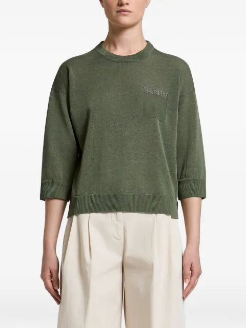 Peserico bead-embellished pocket sweater Green S99181F129056V