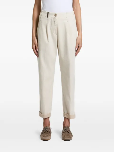 Peserico pleated elasticated-waistband trousers Neutrals P04987L1207934