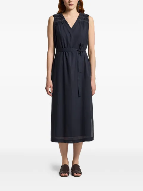 Peserico V-neck belted midi dress Blue S02235L10A00481