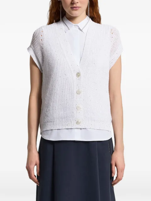 Peserico button embellished knitted top White S99133F059263A