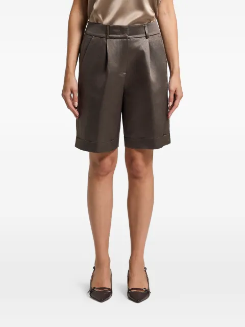Peserico pleated turn-up shorts Brown A0419202144