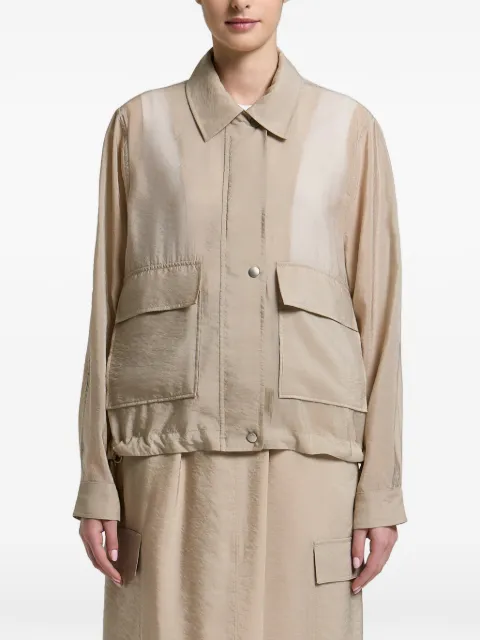 Peserico sheer-panelled pocket-detail jacket Neutrals S2512700951