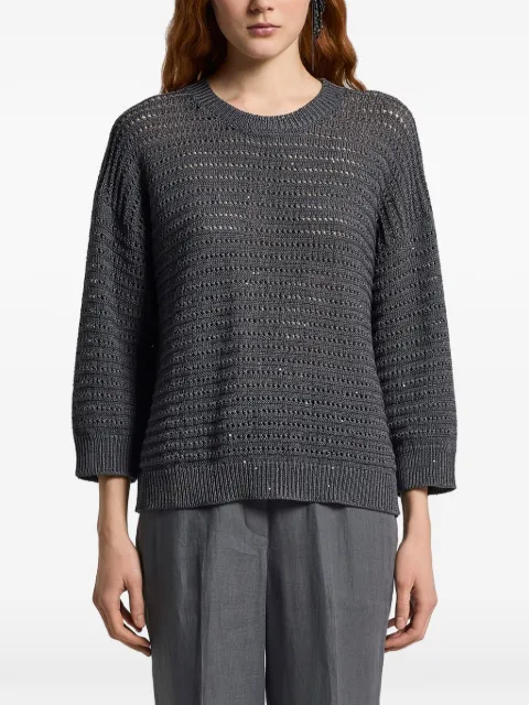 Peserico open knit crew neck jumper Grey S99121F0509110