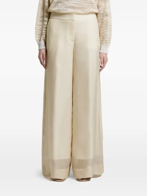 Peserico sheer-panel wide-leg trousers Neutrals E04397H02880