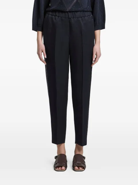 Peserico chain-trim elasticated trousers Blue A0407206668