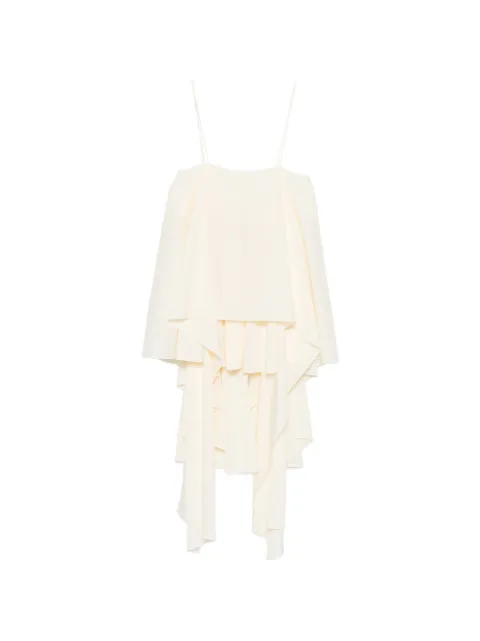 System asymmetric-neck ruffled top Neutrals SY2G1WTOT03W