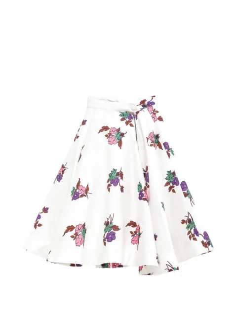 August Barron floral-print flared midi skirt White S05SS26