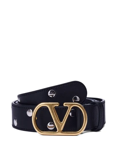Valentino Garavani Vlogo studded leather belt Black YT0ST9MLX