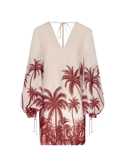 ANDRES OTALORA tropical-print V-neck mini dress Neutrals RT26035100LINEN