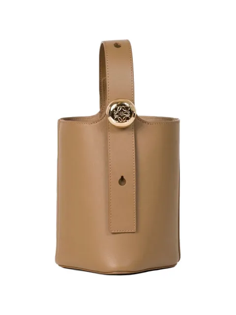 LOEWE mini Pebble leather bucket bag Brown AANBBBMX01
