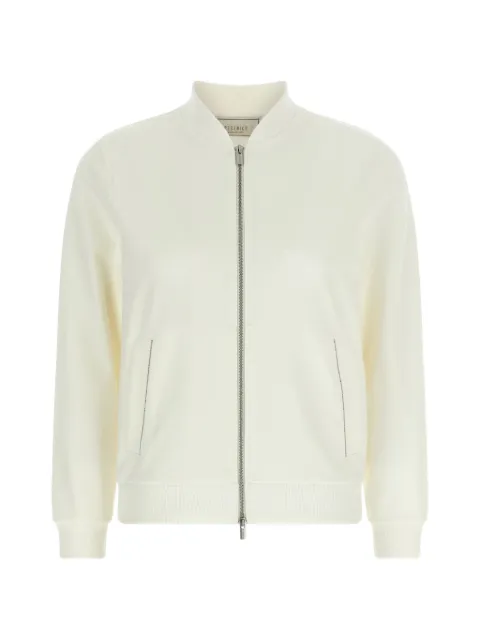Peserico Punto Luce ribbed knit zip sweatshirt White A12572J06906A02A