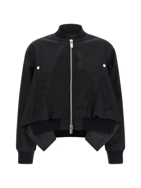 sacai ribbed asymmetric-hem jacket Black 2608304