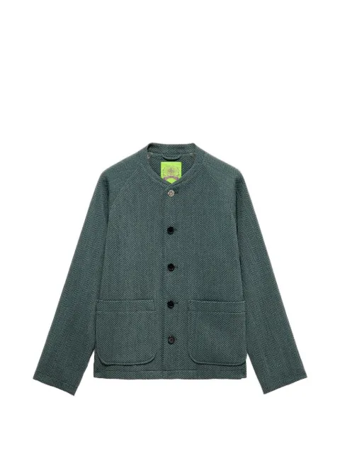 Shanghai Tang herringbone button jacket Green Z2MRJ215BG