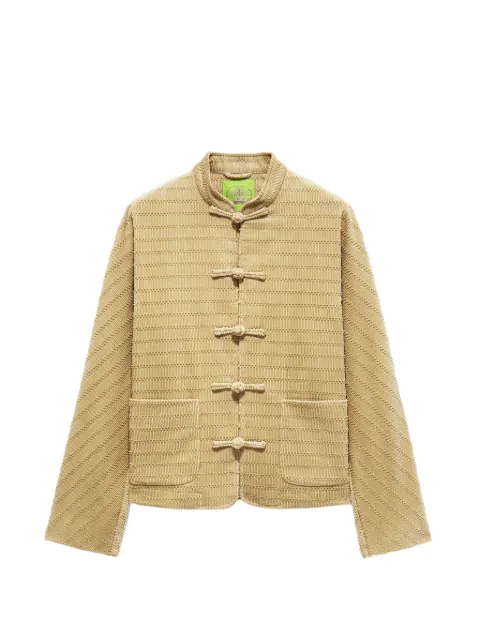 Shanghai Tang textured mandarin jacket Neutrals Z2MRJ201CC
