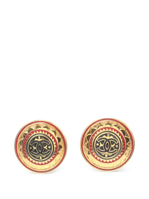 CHANEL Pre-Owned 1986 Cocomark round earrings Gold 1036979