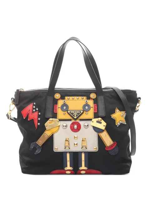 Prada Pre-Owned 2010s Robot embellished tote bag Black 1046513