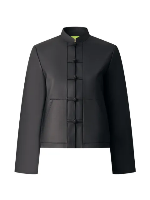 Shanghai Tang buttoned leather jacket Black Z2WRJ171AN