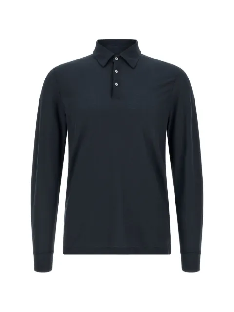 Zanone buttoned long-sleeve polo shirt Blue 815132ZG380098