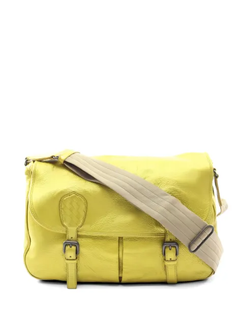 Bottega Veneta Pre-Owned 2000s Intrecciato-detail crossbody bag Yellow 1046473