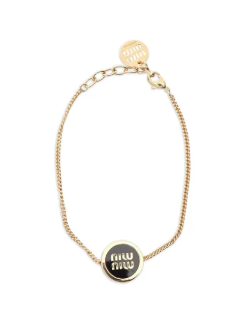Miu Miu Pre-Owned 20s logo enamel bracelet Gold 1048033