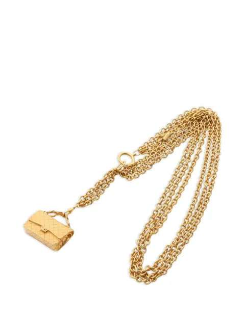 CHANEL Pre-Owned 1986-1988 bag-charm necklace Gold 1035707
