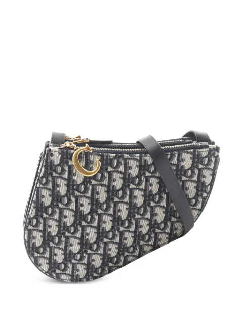 Christian Dior Pre-Owned 2010s Oblique leather saddle bag Blue 1048390