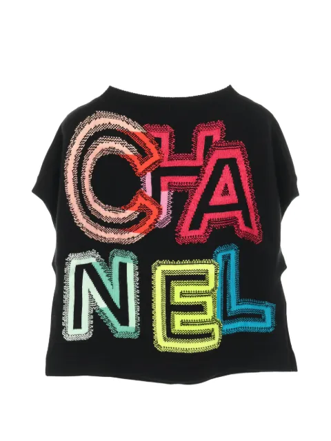 CHANEL Pre-Owned logo knit vest Black 1043291