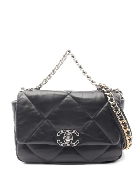 CHANEL Pre-Owned 2021s 19 Flap padded shoulder bag Black 1047113LUX48TE3