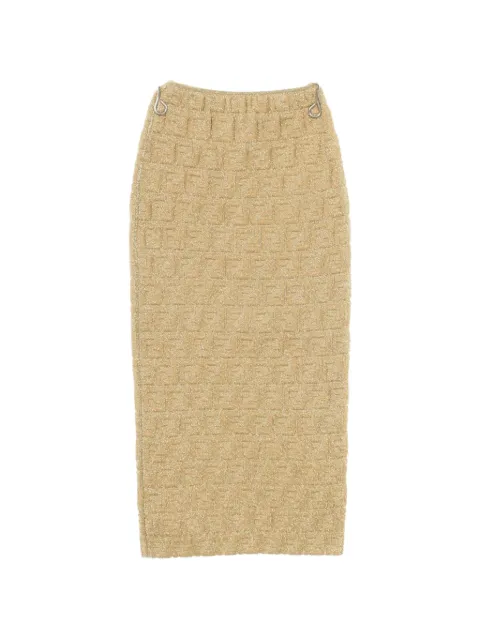 Fendi Pre-Owned 2010s FF pattern knitted midi skirt Gold 1044562