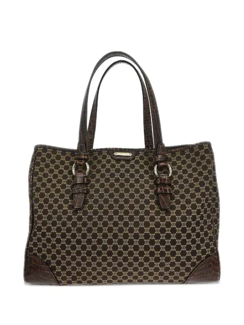 Celine Pre-Owned 1990s croc-embossed Macadam tote bag Brown 117189