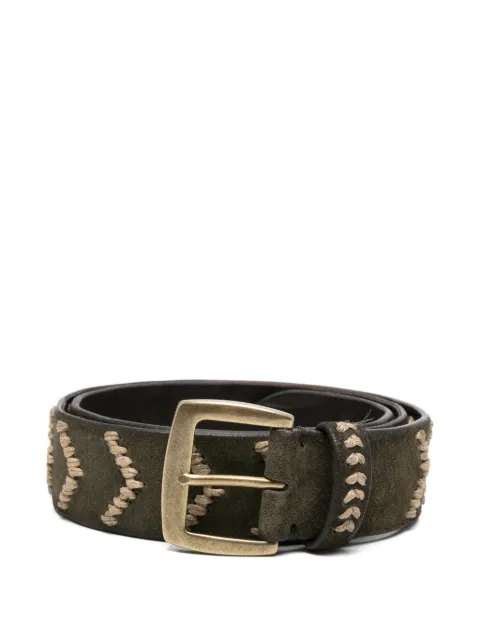 Puntovita&Arsenico whipstitch chevron-pattern belt Green PV2706