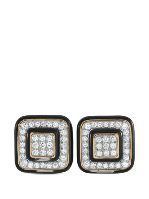 David Webb diamond squared clip-on earrings Gold DW26020426