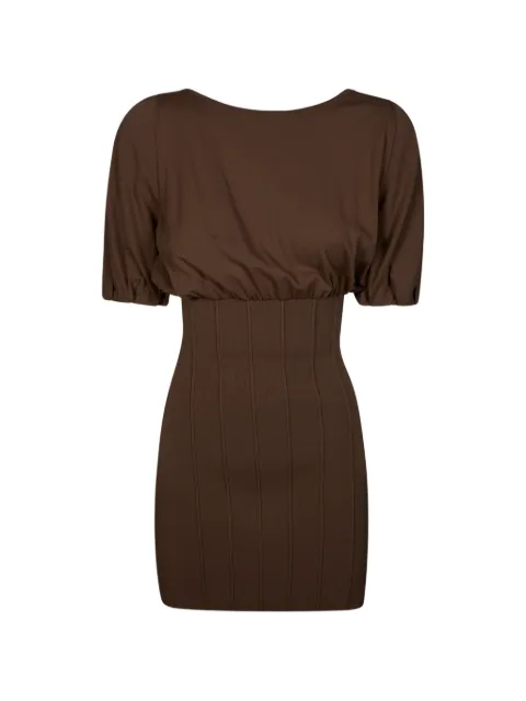 Elisabetta Franchi knit mini dress with belt Brown AM94T62E2