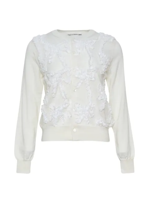 Comme Des Garçons Girl ruffled wool cardigan White NQN009