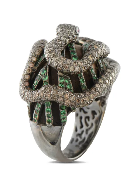 LB Exclusive diamond and sapphire snake-motif ring Black MF10013025