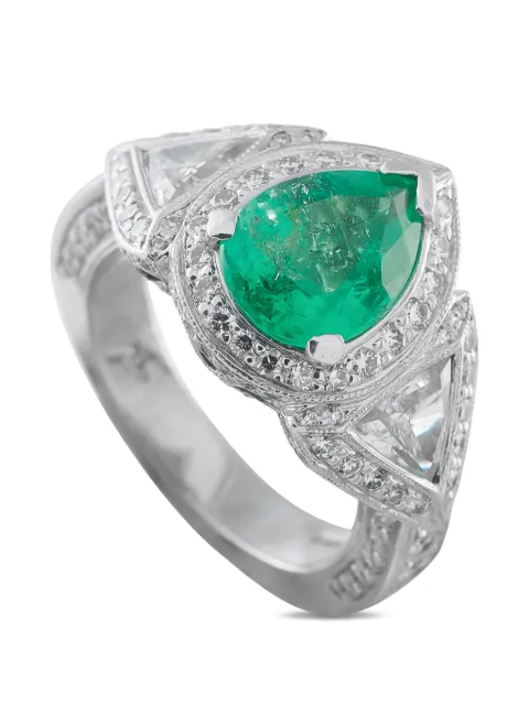 LB Exclusive diamond and emerald ring Silver MF22013026