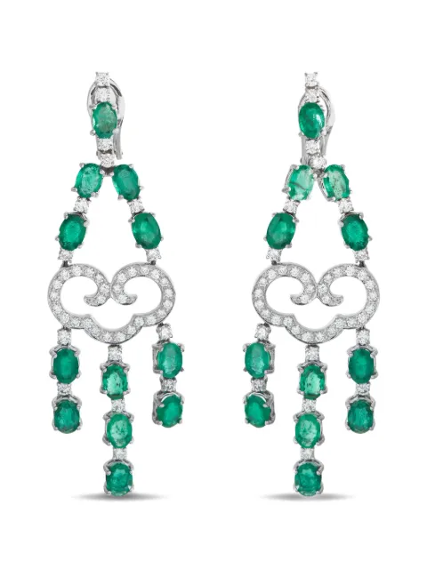 LB Exclusive diamond and emerald dangle-earrings Silver MF21012926