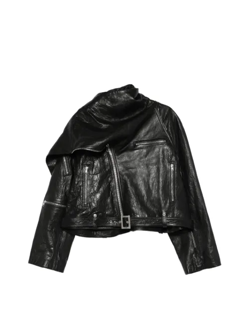 Rick Owens Scarf Flight leather jacket Black RP01F6716LBE