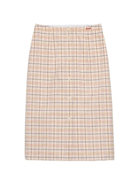 Prada checked cotton poplin pencil skirt Neutrals P122IRSOOO171C