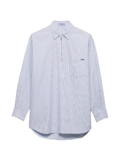 Prada striped cotton shirt with half-zipper Blue P972NRSOOO19CK
