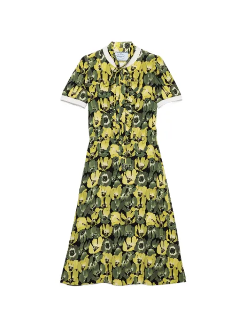 Prada printed crepe de chine dress Yellow P3R40SOOO1VSI