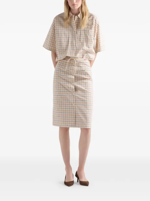 Prada embroidered checked poplin top Neutrals P969NRSOOO171C
