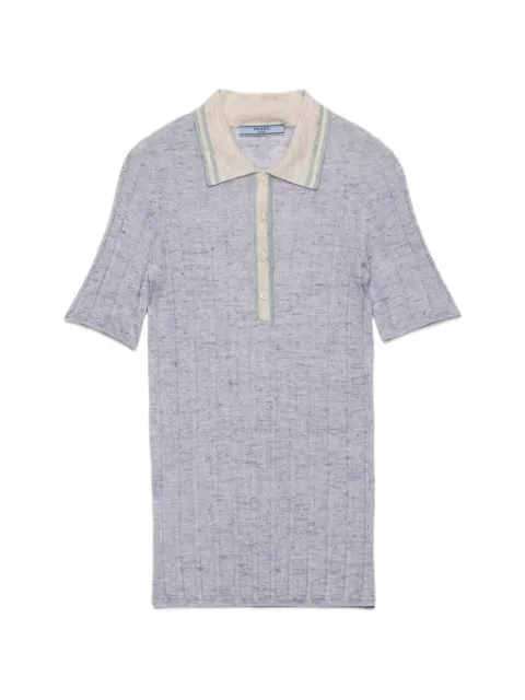 Prada cashmere, silk and linen polo sweater Blue P24B3ISOOO19CE