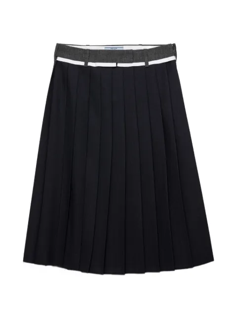 Prada pleated rush stitch midi skirt Blue P161ZSOOO17N1