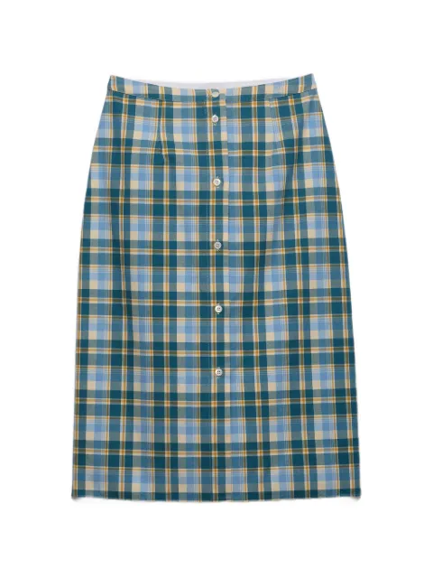 Prada plaid cotton pencil skirt Blue P122IRSOOO171D