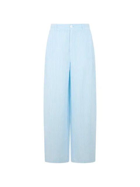 120% Lino linen wide-leg trousers Blue 33ALIW29P6000G471000
