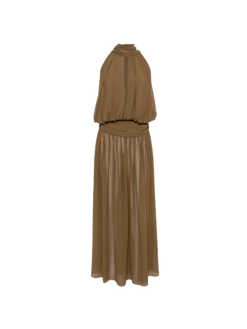 De La Vali Cruz ruched-waist maxi dress Brown DS2619