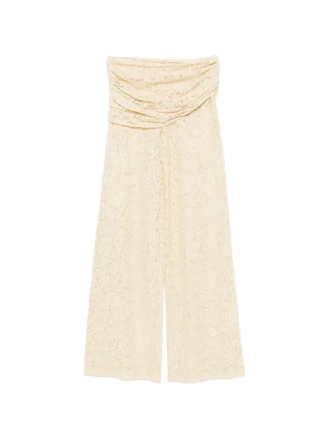 De La Vali Rocio floral-lace trousers Yellow DS2682
