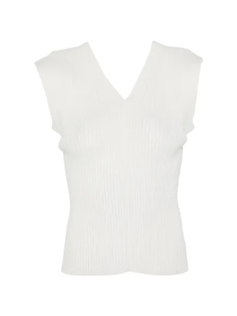 Amomento V-neck ribbed top White AM26SSW02KN