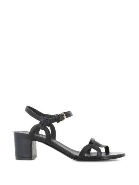 Del Carlo buckle strap leather sandals Black 12123
